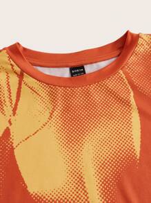 SHEIN ICON Body Heat Map Print Tee - Orange - View 3