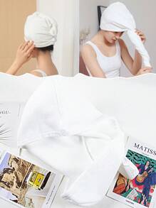 Mũ Sấy Tóc, 1Pc Hoạt Hình Gấu Dễ Thương Thiết Kế Hoạt Hình Có Nút Mềm Mại Khi Chạm Vào Đàn Hồi Mũ Tóc Có Thể Tái Sử Dụng Mũ Khô Ướt Tóc - trắng - Xem 1