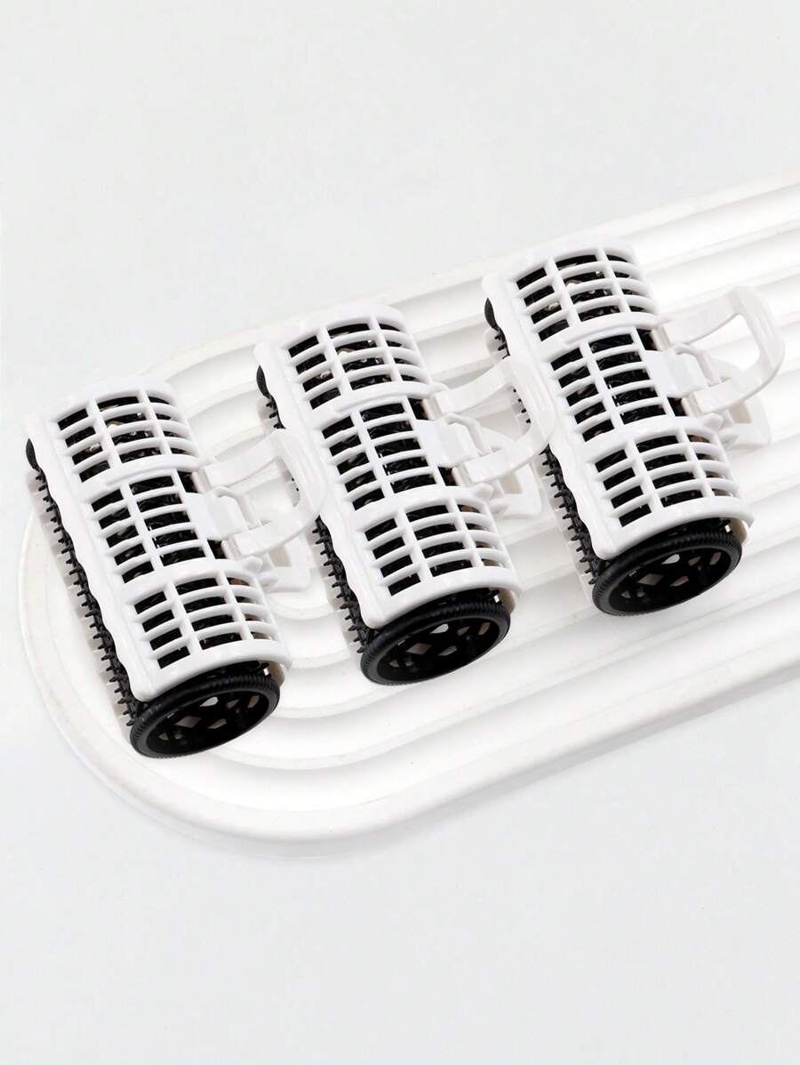 便攜式塑料捲髮器，3入組塑料黑白可重複使用捲髮器不帶熱螺旋捲髮器沙龍髮夾