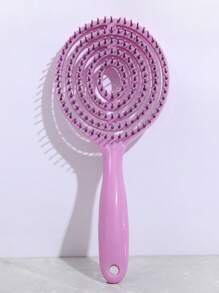 Lược chải tóc rỗng, 1Pc Lược tròn thông hơi kích thước lớn Bàn chải tóc bằng nhựa Lược chống muỗi Lược hương có lỗ thông hơi Bàn chải gỡ rối tóc - Màu tím - Xem 3