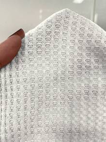 SHEIN Privé 不對稱領前扭結不對稱下擺T恤 - 白色 - 查看 7