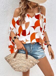 SHEIN Unity Áo sơ mi nữ Chuỗi Nhẫn Hình học Tất cả trên in Giải trí - Nhiều màu - Xem 5