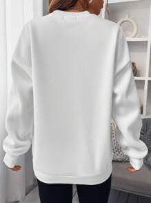 SHEIN Unity Quần áo thể thao nữ Lá thư Giải trí - trắng - Xem 2