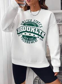 SHEIN Unity Quần áo thể thao nữ Lá thư Giải trí - trắng - Xem 4