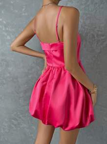 SHEIN Privé Đầm màu trơn Giải trí - Màu Hồng Tươi - Xem 2