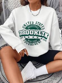 SHEIN Unity Quần áo thể thao nữ Lá thư Giải trí - trắng - Xem 6