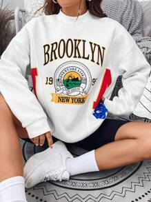 SHEIN Unity Quần áo thể thao nữ Đồ họa Lá thư Giải trí - trắng - Xem 6