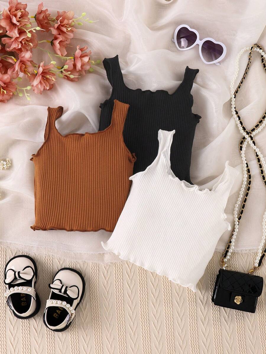 Tops em bé Xù nhỏ Gân đan màu trơn - Nhiều màu - Xem 1