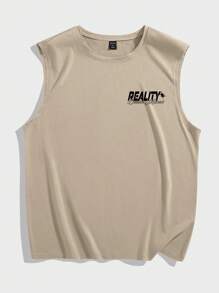 ROMWE MEN Street Life Áo thun nam Lá thư Loại bướm Giải trí - Màu Khaki - Xem 2