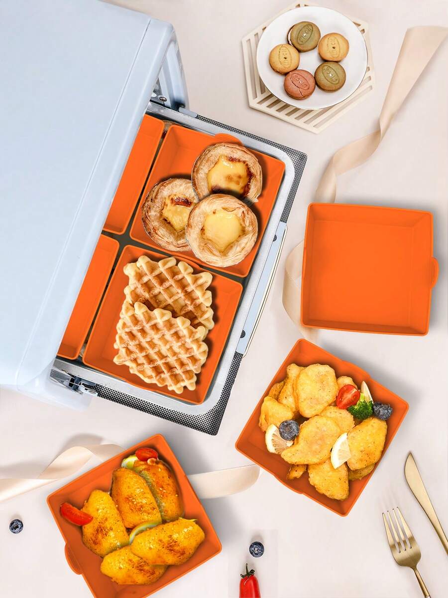 1 pieza cuadrado Bandeja de hornear Pergamino de freidora de aire - Naranja - Ver 1