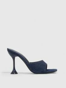 CUCCOO SZL 女士鞋时尚方头穆勒凉鞋单带牛仔蓝色金字塔高跟凉鞋夏季毕业高跟鞋舞会高跟鞋度假鞋夏季促销派对坏人时尚别致华丽风格万圣节圣诞节迪斯科派对性感夜出秋季 - 藍色 - 查看 3
