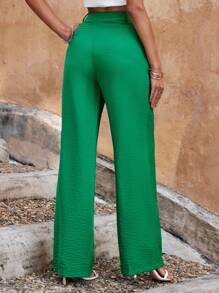 RueChic High Waist Wide Leg Trousers - Green - View 2