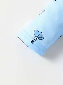 SHEIN Baby Cartoon Graphic Bodysuit & Trousers & Hat - Blue - View 3