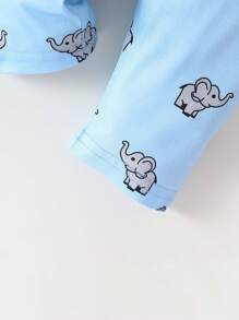 SHEIN Baby Cartoon Graphic Bodysuit & Trousers & Hat - Blue - View 5