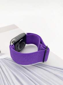 Solid Adjustable Watchband Compatible With Apple Watch - Purple - View 4