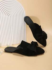 Saboți damă cu vârful ascuțit și fundă, fără mâneci, mocasini casual versatili, potriviți cu rochii, pantofi de lucru moi și confortabili, primăvară/vară/toamnă