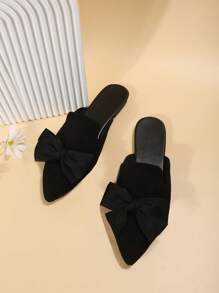 Saboți damă cu vârful ascuțit și fundă, fără mâneci, mocasini casual versatili, potriviți cu rochii, pantofi de lucru moi și confortabili, primăvară/vară/toamnă