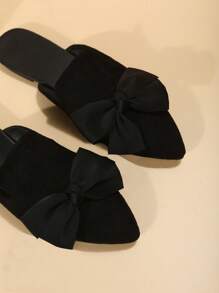 Saboți damă cu vârful ascuțit și fundă, fără mâneci, mocasini casual versatili, potriviți cu rochii, pantofi de lucru moi și confortabili, primăvară/vară/toamnă