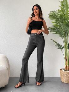 EURMUSE Cao eo Quần ống loe - màu đen - Xem 5