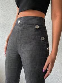 EURMUSE Cao eo Quần ống loe - màu đen - Xem 6