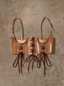 ROMWE Fairycore 1 Miếng NỮ Chất rắn Coa dây Thắt lưng Harness - màu nâu - Xem 5