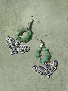 ROMWE Fairycore 1對波西米亞鐵合金蝴蝶裝飾耳墜適合女士日常裝飾 - 綠色 - 查看 4