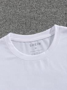 男士表情和標語圖案T恤 - 白色 - 查看 3