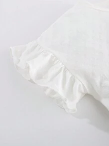 女嬰印花設計連體衣，夏季休閒風格 - 白色 - 查看 3