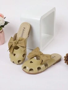Kids Bow Decor Hollow Out Slippers - Khaki - View 1