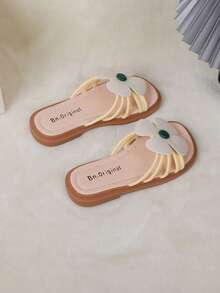 Kids Floral Decor Slippers - Beige - View 2