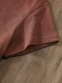 SHEIN LUNE Butterfly And Slogan Graphic Tee - Rust Brown - View 4