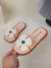 Kids Floral Decor Slippers - Beige - View 11