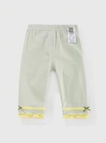 Peninsula Baby Quần legging phong cách giản dị cho bé gái với trang trí nơ thắt - màu xanh lá - Xem 1