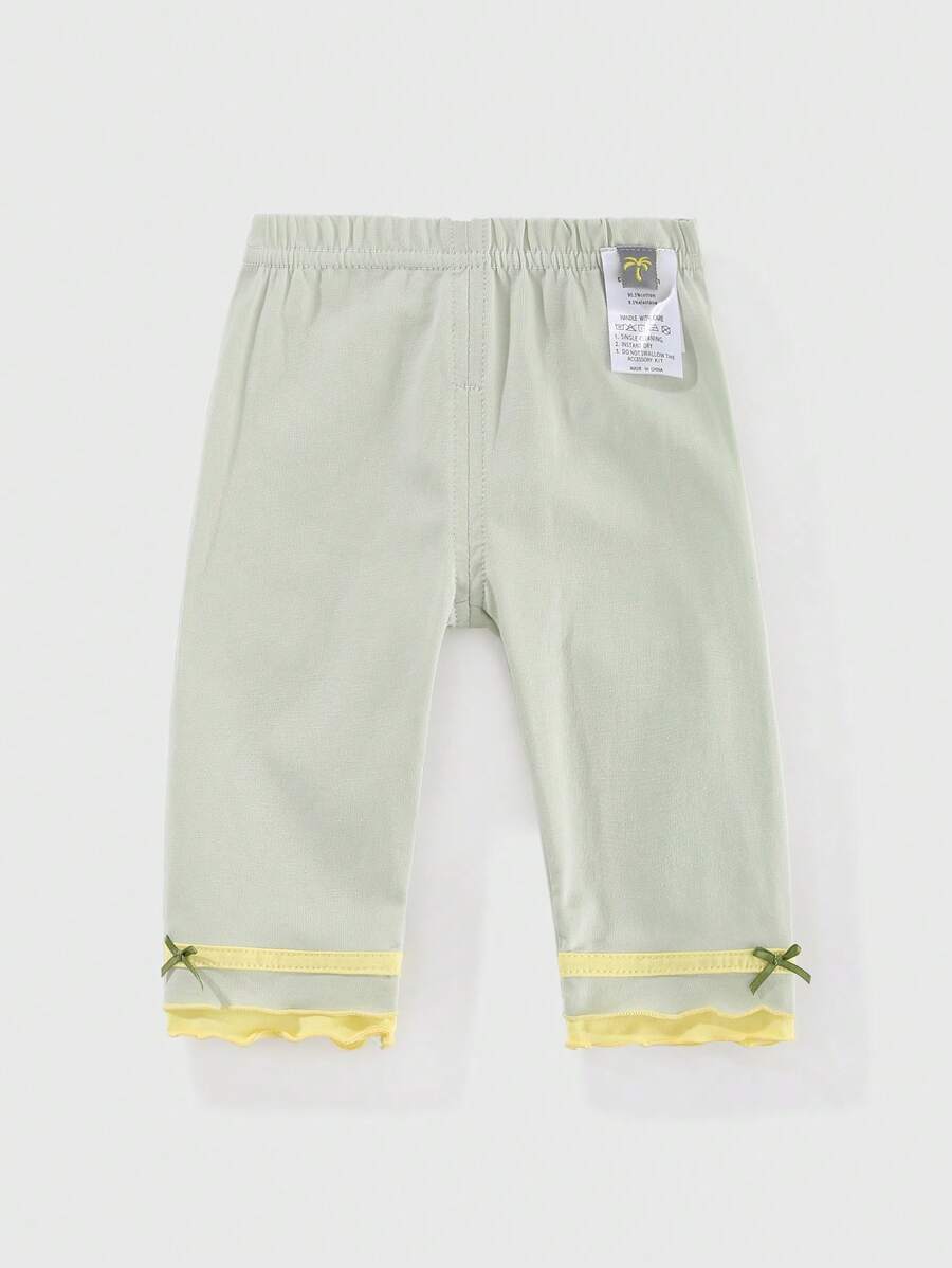 Peninsula Baby Quần legging phong cách giản dị cho bé gái với trang trí nơ thắt - màu xanh lá - Xem 1