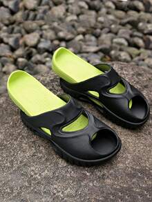 Niños Zapatillas de color combinado desmontable - Negro - Ver 3