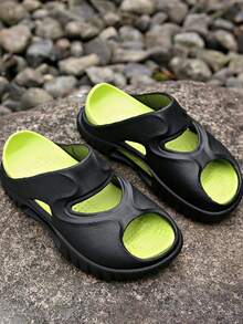 Niños Zapatillas de color combinado desmontable - Negro - Ver 4