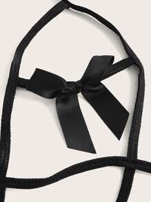 Exotic-Bondage Body teddy con lazo delantero con abertura halter - Negro - Ver 3