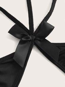 Exotic-Bondage Body teddy con lazo delantero con abertura halter - Negro - Ver 4