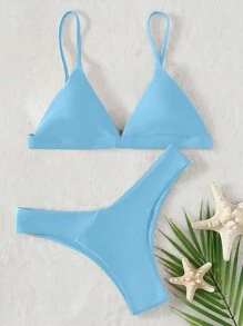 SHEIN Swim 素色三角杯比基尼泳裝