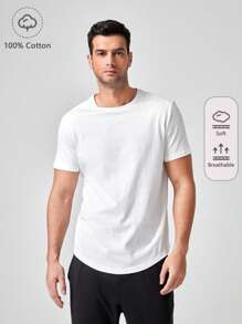 Manfinity VCAY Men T-Shirts Fit Crew Neck Short Sleeve Plain Casual Simple Summer 100% Cotton - White - View 1