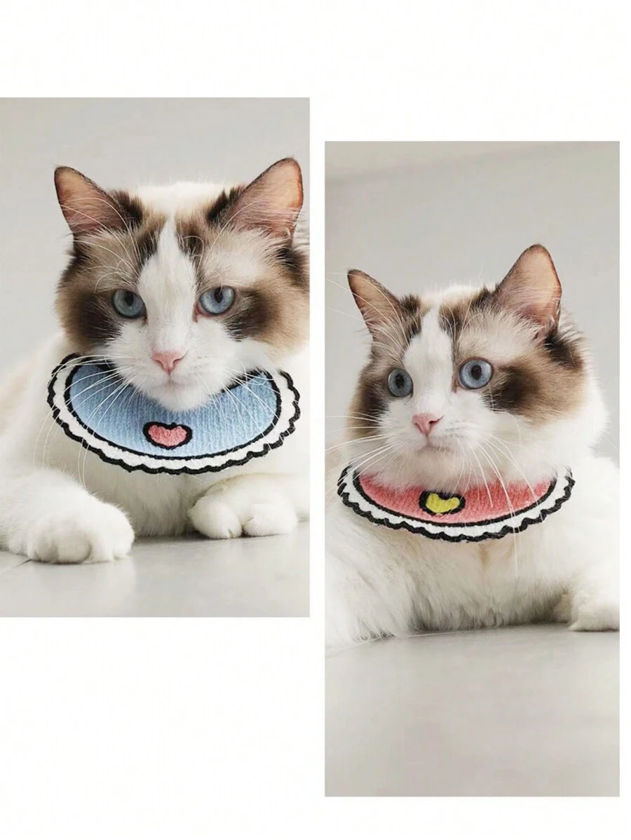 1入組亞克力愛心圖案寵物圍兜適用於貓和狗狗適用於裝飾用品 - 藍色 - 查看 1