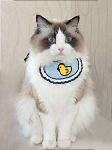 1入組亞克力卡通鴨圖案寵物圍兜適用於貓和狗狗適用於裝飾用品 - 藍色 - 查看 1