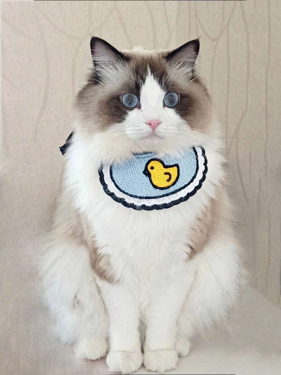 1入組亞克力卡通鴨圖案寵物圍兜適用於貓和狗狗適用於裝飾用品 - 藍色 - 查看 1