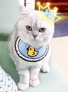 1入組亞克力卡通鴨圖案寵物圍兜適用於貓和狗狗適用於裝飾用品 - 藍色 - 查看 3