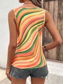 Breezaya 满版印花纽扣前背心 图案 T 恤 女式上衣 - 彩色 - 查看 2