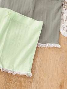 Girls 3pcs Lace Trim Shortie Brief - Multicolor - View 3