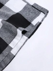 Manfinity Homme Men Bear Graphic Short Sleeve Tee & Gingham Print Shorts, Going Out - Black and White - View 4