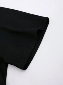 Manfinity Homme Men Bear Graphic Short Sleeve Tee & Gingham Print Shorts, Going Out - Black and White - View 5