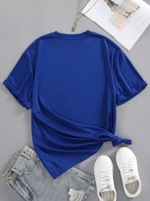 SHEIN Unity Plus Yin & Yang Print Tee - Royal Blue - View 2