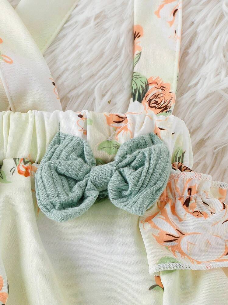 Schattig Bloemen Sets voor baby's criss cross Rimpeling Strik Vooraan - Veel kleurig - Bekijken 8